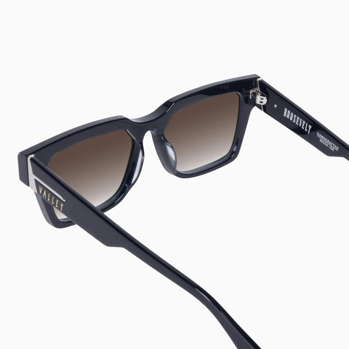 Valley Eyewear Roosevelt - Gloss Black w. Silver Metal/Brown Gradient Lens Accessories > Accessories > Sunglasses > Sunglasses > Valley Eyewear Hyde Boutique