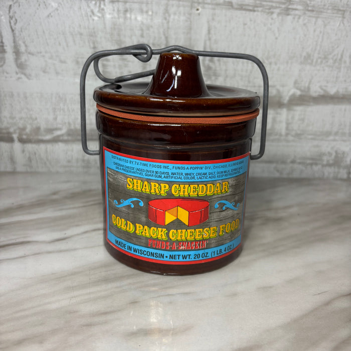 Vintage Brown Stoneware Sharp Cheddar Cheese Crock