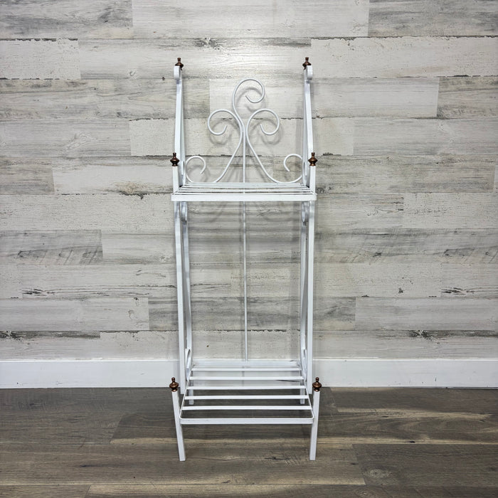 Vintage White Metal Two Tier Plant Stand