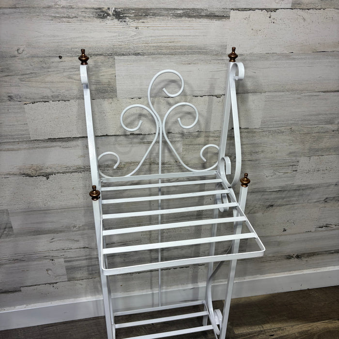 Vintage White Metal Two Tier Plant Stand