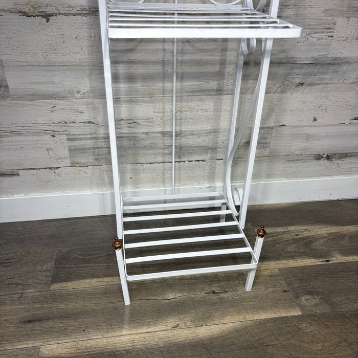 Vintage White Metal Two Tier Plant Stand