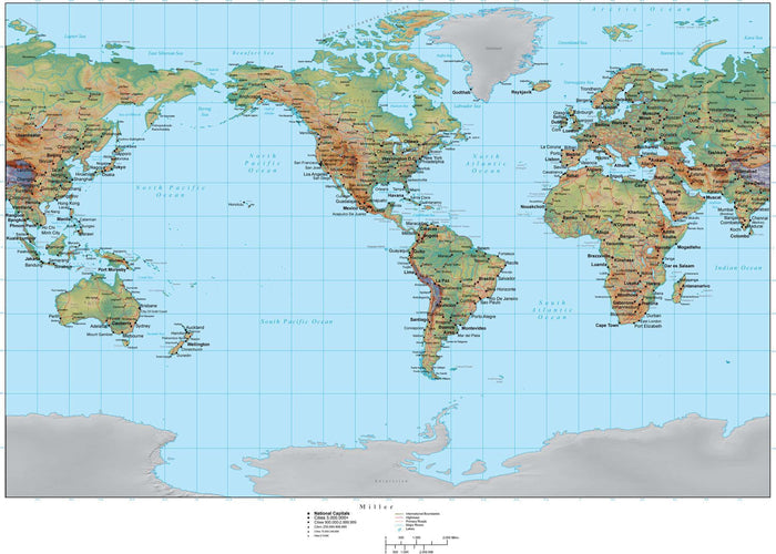 Digital Miller World Terrain map in Adobe Illustrator vector format with Terrain MILLER-955325