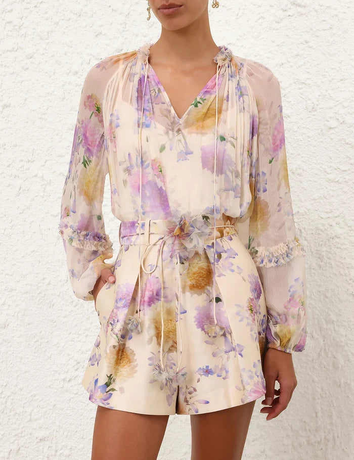 Zimmermann Luna Ruffle Billow Blouse - Cream Dahlia Apparel > Women > Clothing > Shirts & Tops > Shirts > Button-Up Shirts > Zimmermann Hyde Boutique