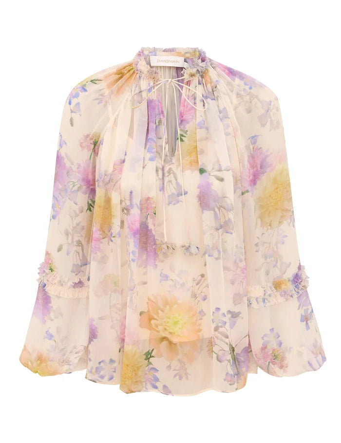 Zimmermann Luna Ruffle Billow Blouse - Cream Dahlia Apparel > Women > Clothing > Shirts & Tops > Shirts > Button-Up Shirts > Zimmermann Hyde Boutique
